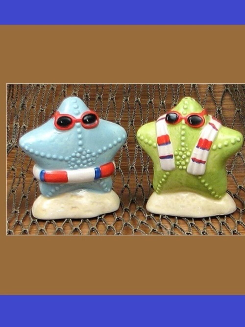 Ceramic Set of Starfish Salt and Pepper Shakers 3" tall x 2 5/8" wide each 15090